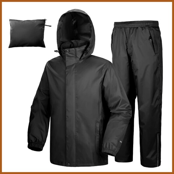 Packable Waterproof Rain Suit for Golf Hiking Cycling 2 Piece Set
